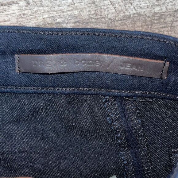 Rag & Bone Womens The Grand Prix Motocross Leather Chevron Jeans Midnight Size 2 - Picture 8 of 14